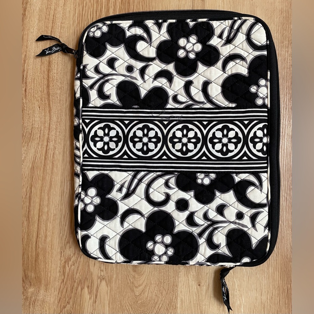 Vera Bradley night day laptop sleeve black white iPad kindle tablet cover floral